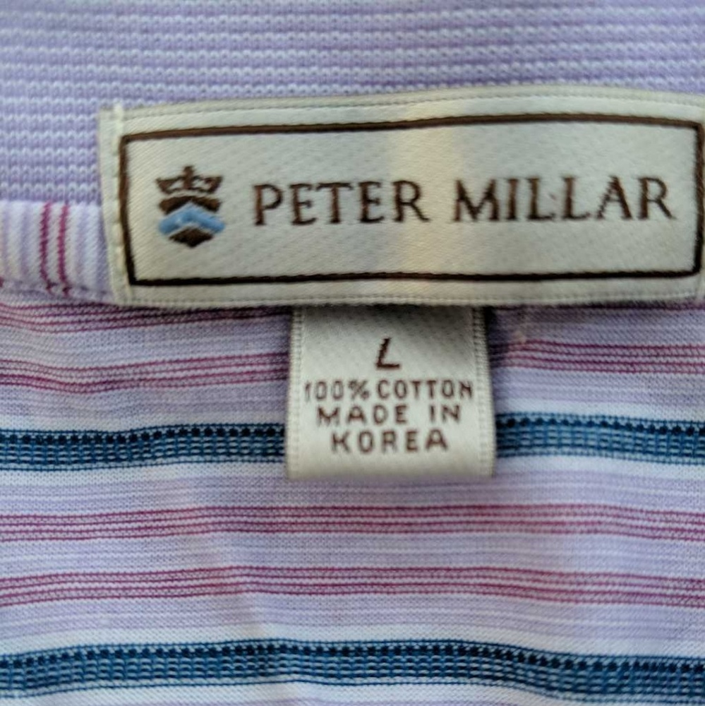 Peter Millar Mens Golf Polo Shirt Stripes Sz Large - Picture 4 of 5